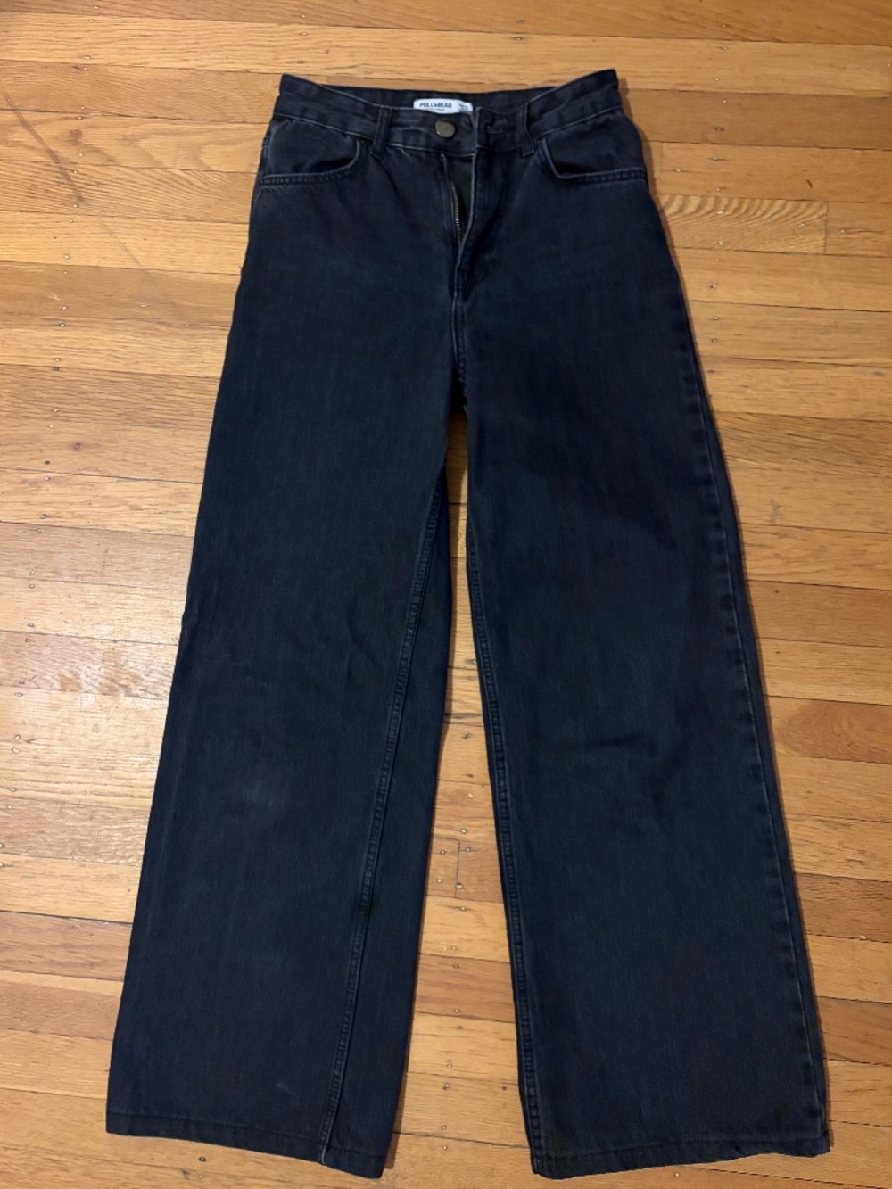 Pull&Bear Black Wide-Leg Denim Jeans